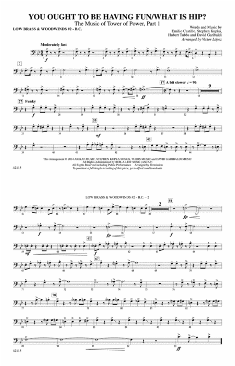 You Ought to Be Having Fun / What Is Hip?: Low Brass & Woodwinds #2 - Bass Clef Marching Band scores gallery preview page 1