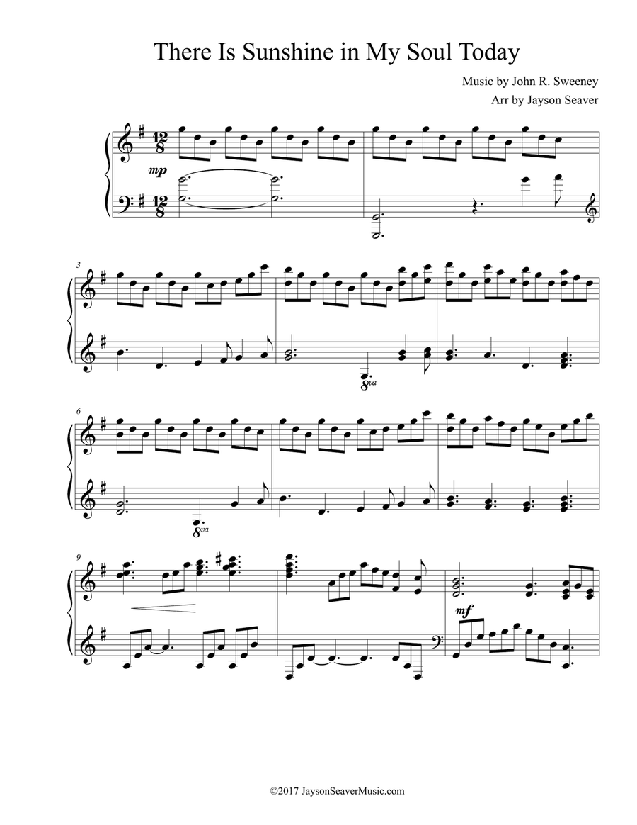 There Is Sunshine In My Soul Today Piano Solo scores gallery preview page 2