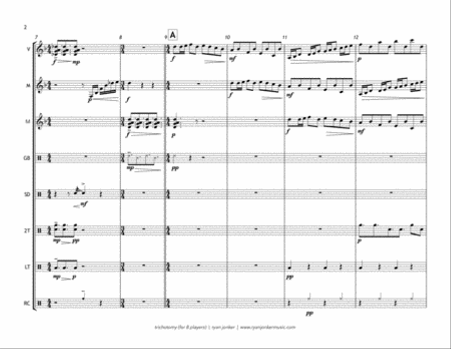 Trichotomy (percussion ensemble for 8 players) Percussion Ensemble scores gallery preview page 2