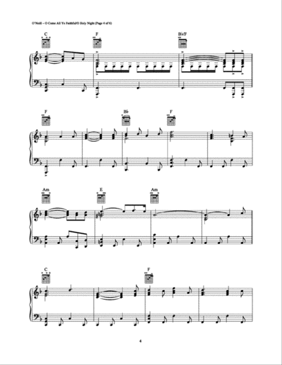 O Come, All Ye Faithful/O Holy Night Piano Solo scores gallery preview page 4