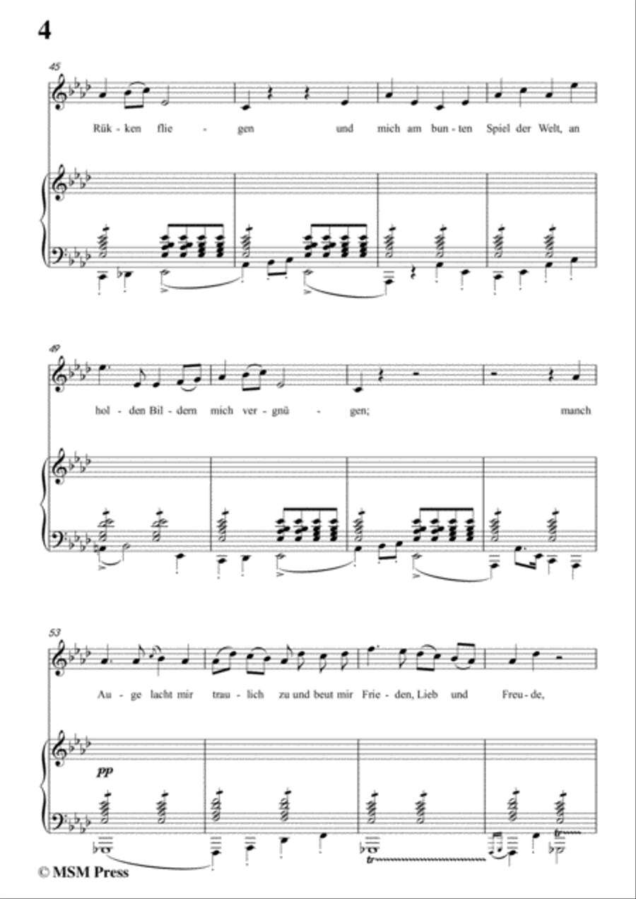 Schubert-Auf der Bruck,Op.93 No.2,in A flat Major,for Voice&Piano Voice scores gallery preview page 6