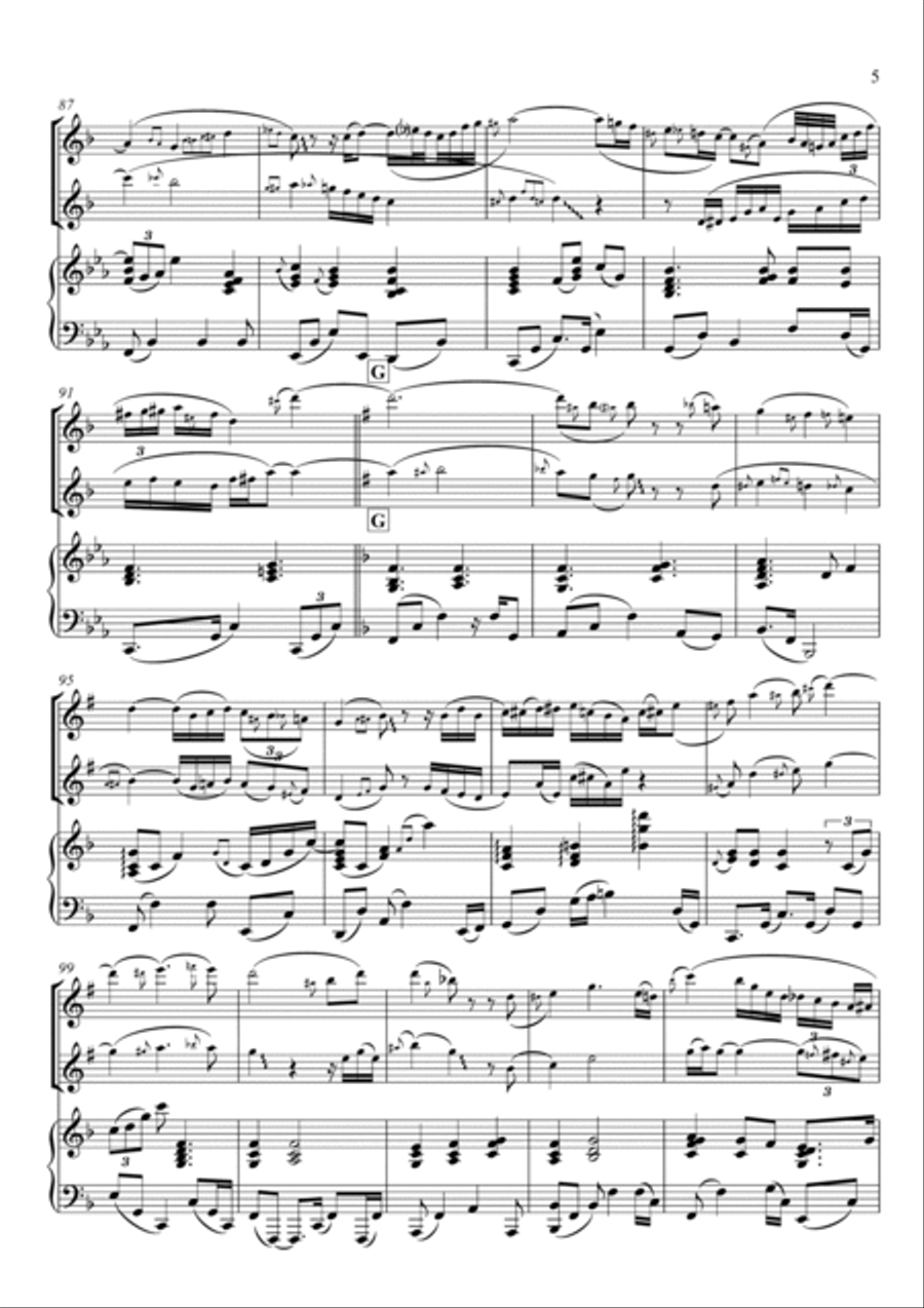 Amazing grace TRIO (Piano & 2 Soprano Saxophones) Woodwind Duet scores gallery preview page 5