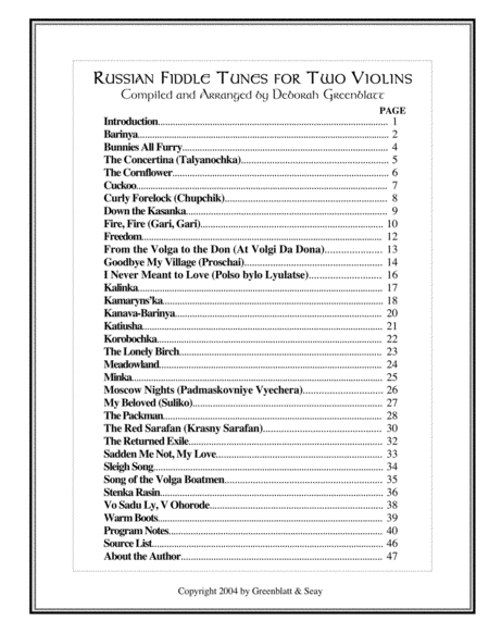 Russian Fiddle Tunes for Two Violins