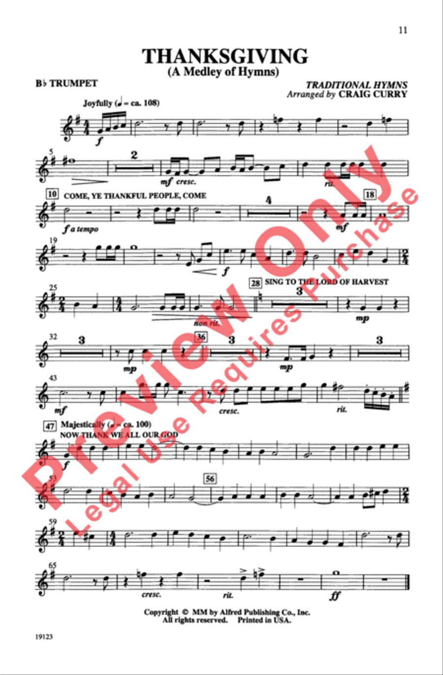Thanksgiving (A Medley of Hymns) 4-Part scores gallery preview page 11
