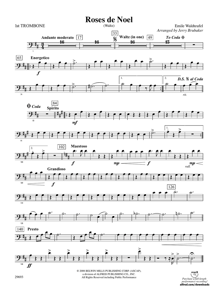 Roses de Noel (Waltz): 1st Trombone