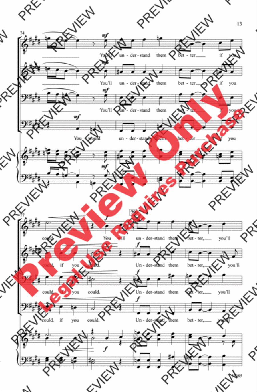 Walk a Mile Walk a Mile Men's Choir scores gallery preview page 13