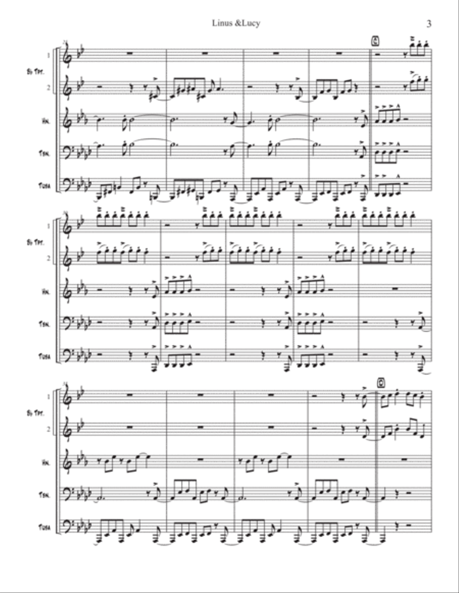 Linus And Lucy Brass Quintet scores gallery preview page 3