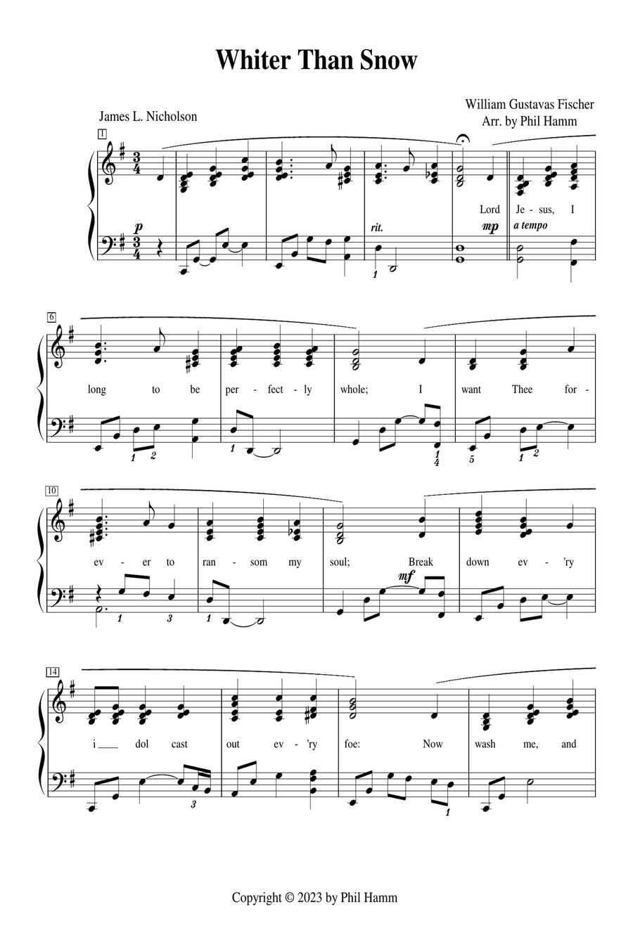 Whiter Than Snow Piano Method scores gallery preview page 2
