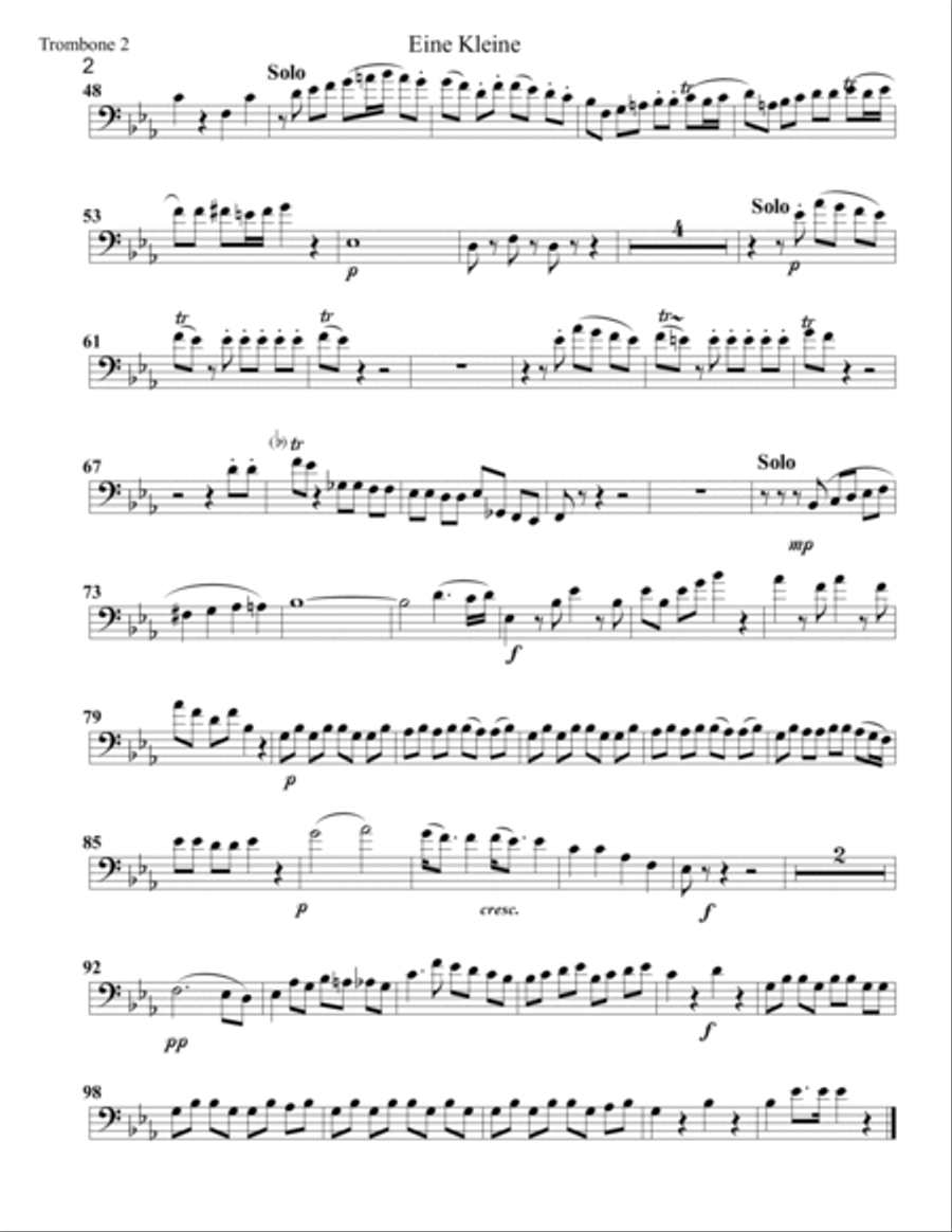 Low Brass-Eine kleine Nachtmusik-Set of Parts Brass Ensemble scores gallery preview page 4
