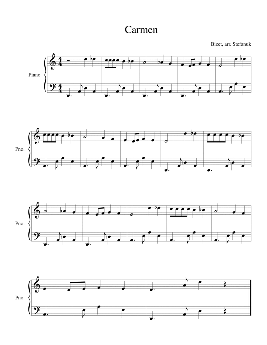 Carmen, easy piano Easy Piano scores gallery preview page 1