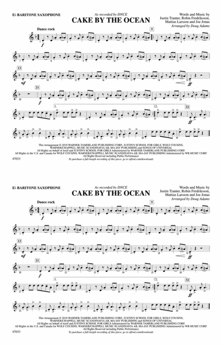 Cake by the Ocean: E-flat Baritone Saxophone