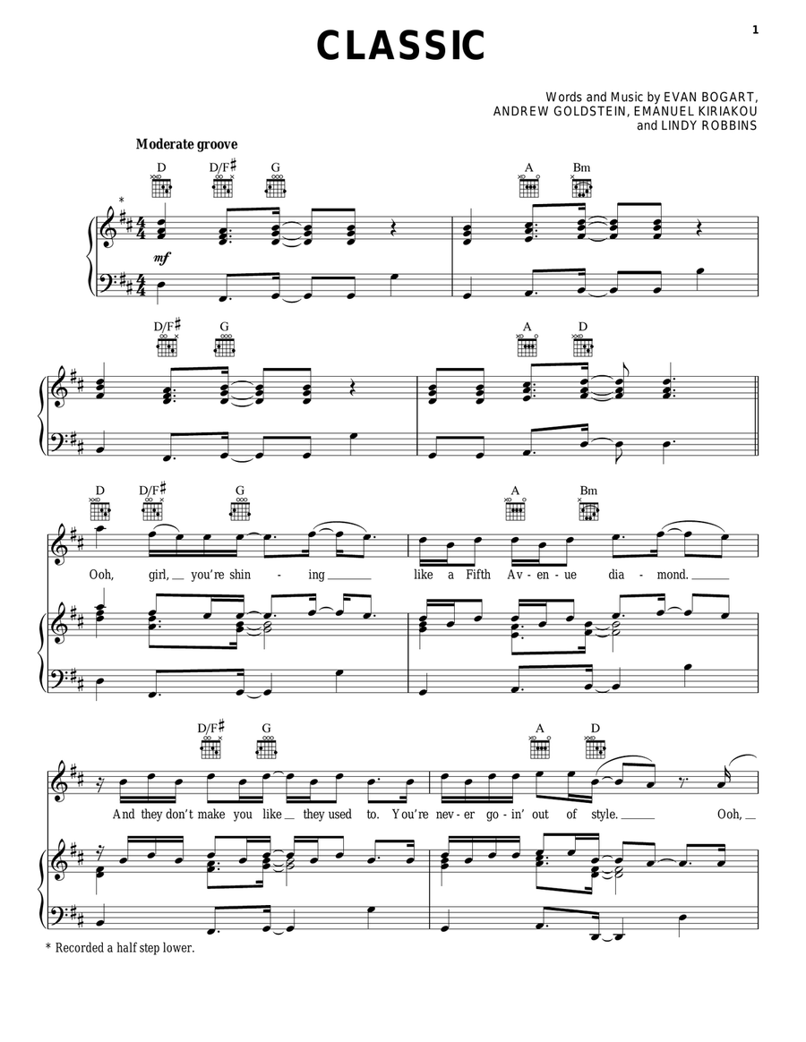 Classic Classic Piano, Vocal, Guitar scores gallery preview page 1