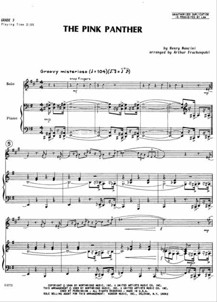 Pink Panther, The Tenor Saxophone scores gallery preview page 2