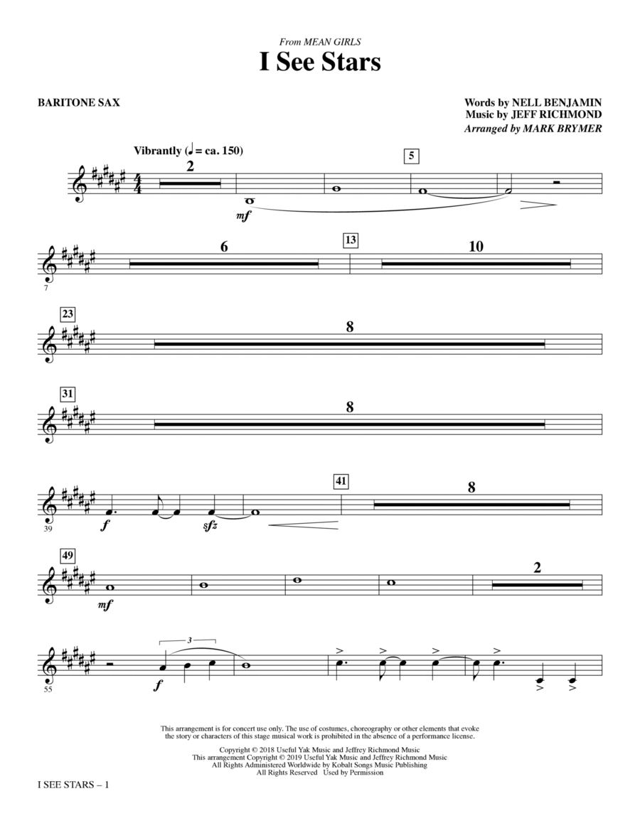 I See Stars (from Mean Girls: The Broadway Musical) (arr. Mark Brymer) - Baritone Sax