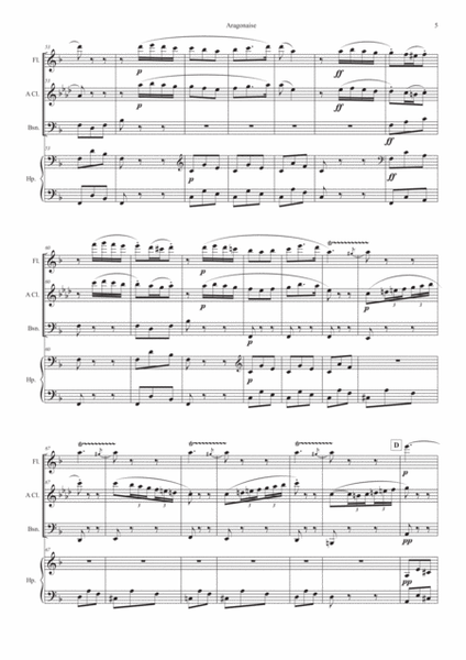 Aragonaise from Carmen for Chamber Ensemble Flute Clarinet Bassoon Harp image number null