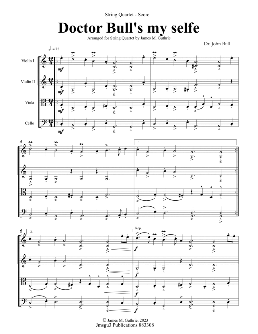 Bull: A Gigge - Doctor Bull's my selfe for String Quartet - Score Only String Quartet scores gallery preview page 1
