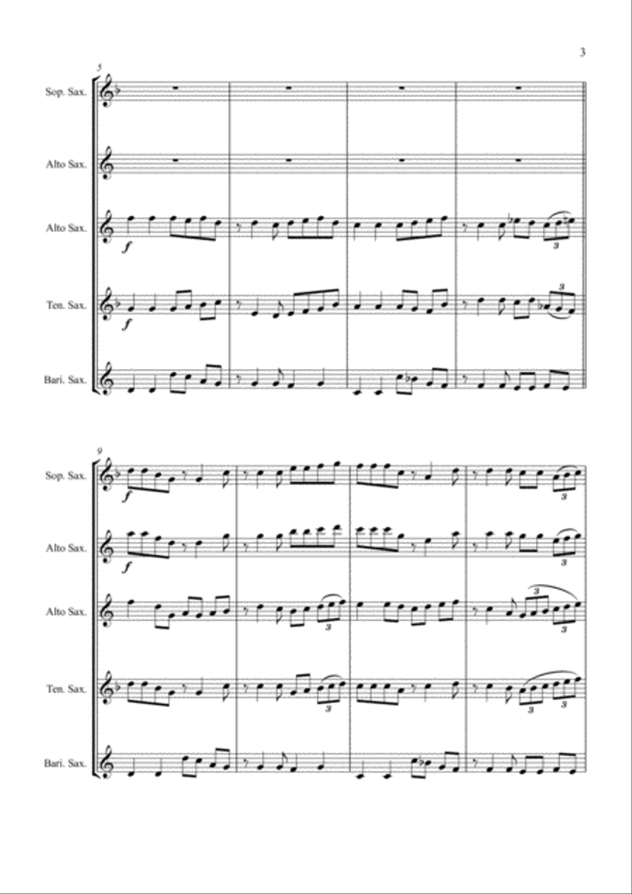Take On Me Saxophone Quartet scores gallery preview page 3