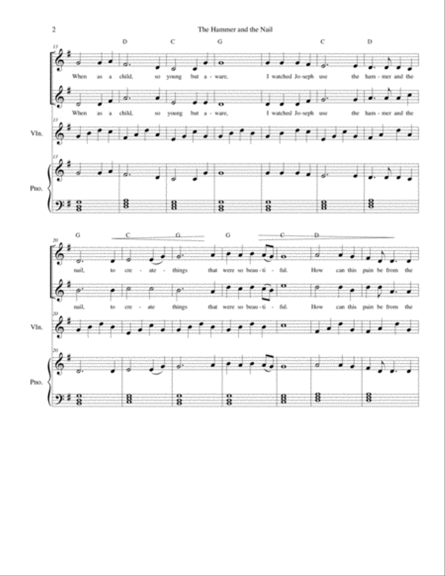 The Hammer and the Nail - Good Friday - vocal duet with violin and piano Small Ensemble scores gallery preview page 2