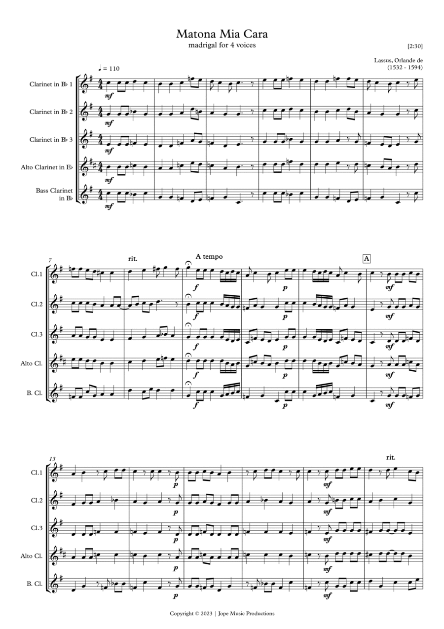 Matona mia cara Woodwind Quartet scores gallery preview page 1