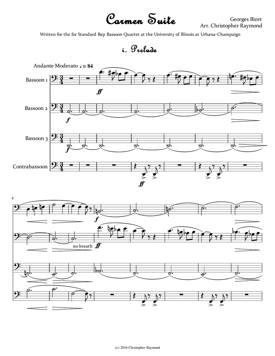 Carmen Suite - for bassoon quartet Woodwind Quartet scores gallery preview page 4