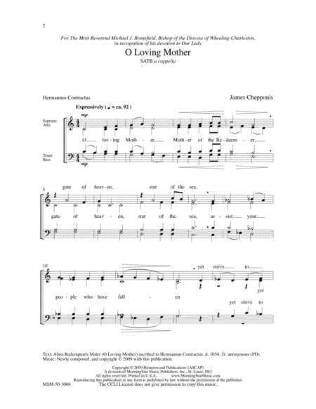 O Loving Mother by James Chepponis 4-Part - Sheet Music