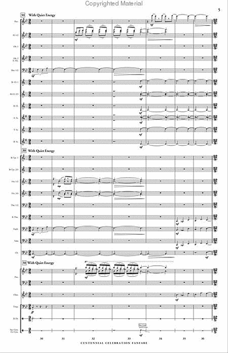 Centennial Celebration Fanfare Concert Band scores gallery preview page 6