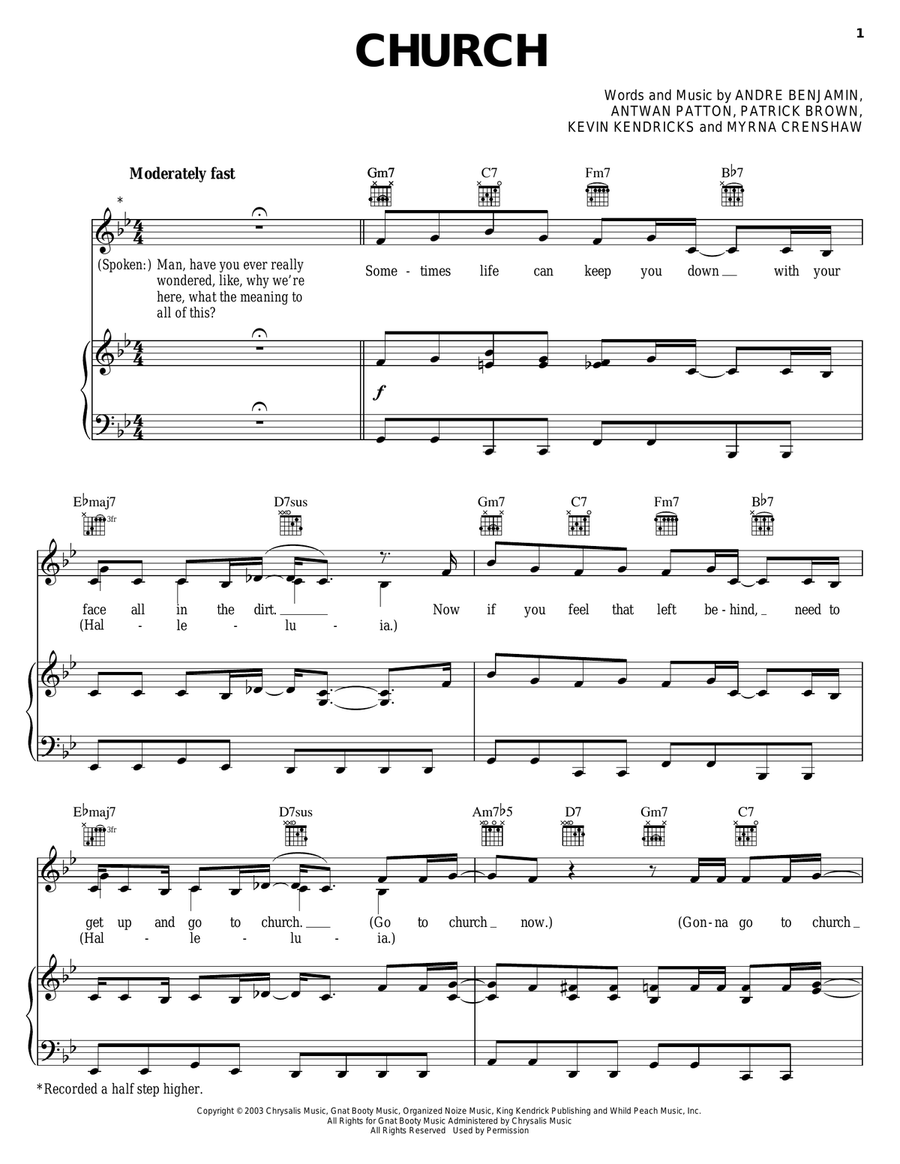 Church Church Piano, Vocal, Guitar scores gallery preview page 1
