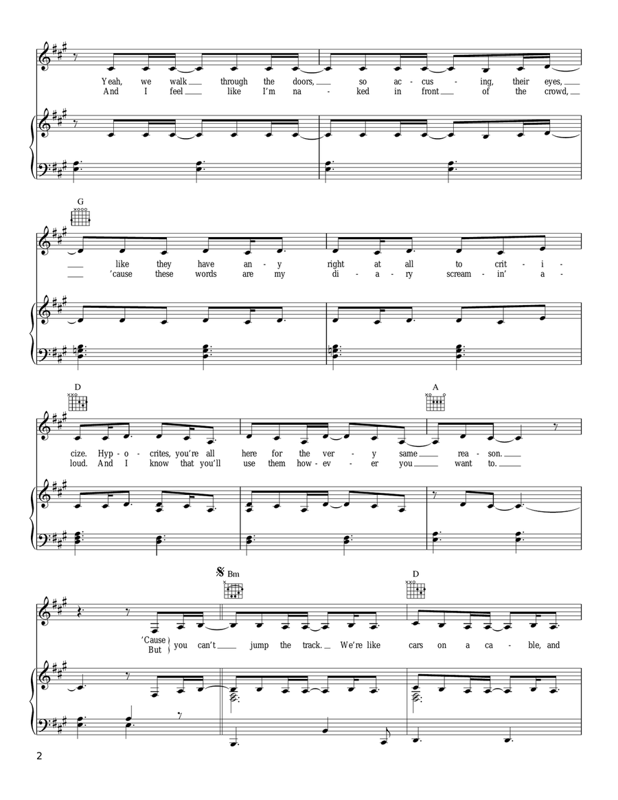 Breathe (2 AM) Piano, Vocal, Guitar scores gallery preview page 2