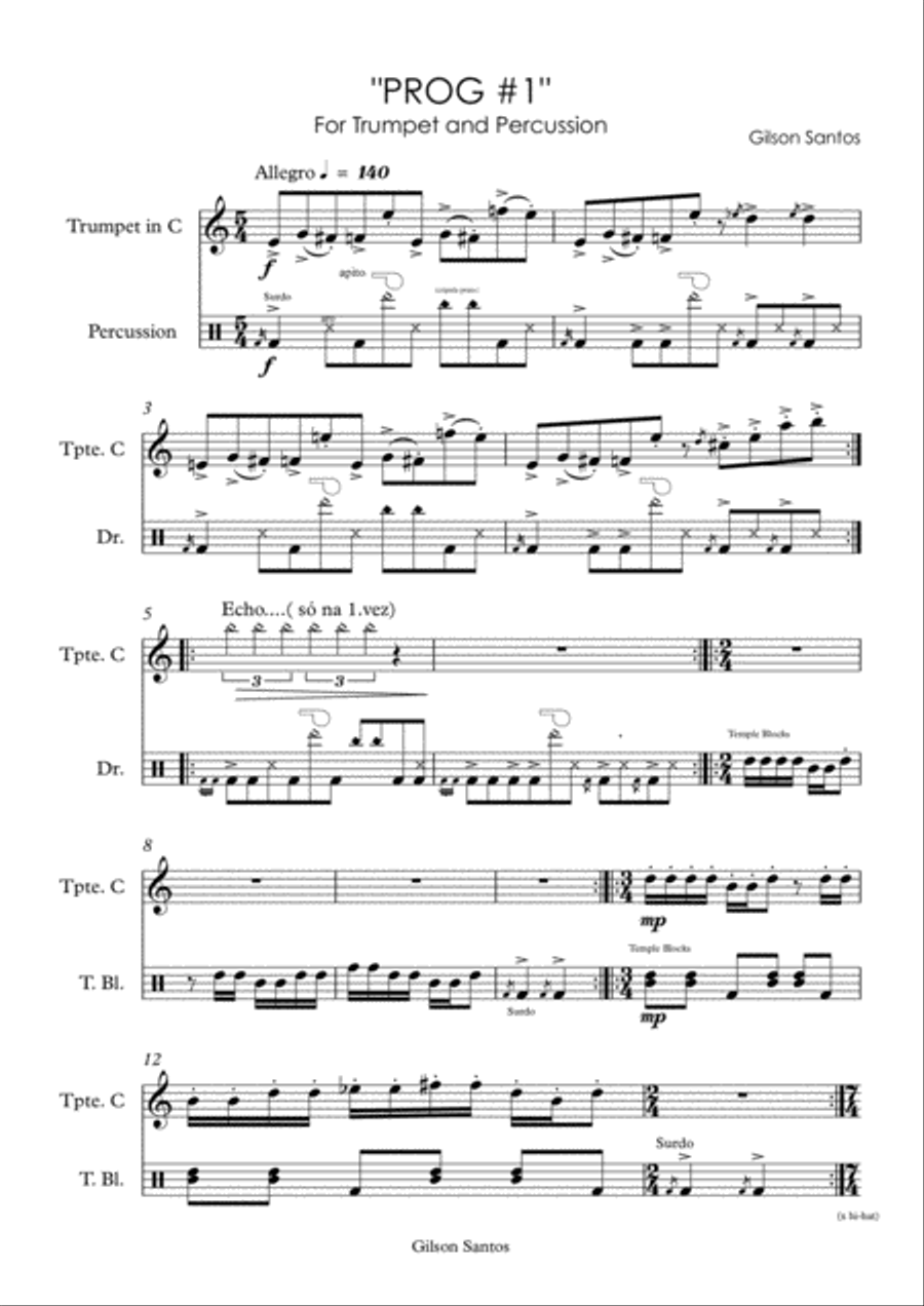Prog # 1 - for Trumpet and Percussion Trumpet scores gallery preview page 4