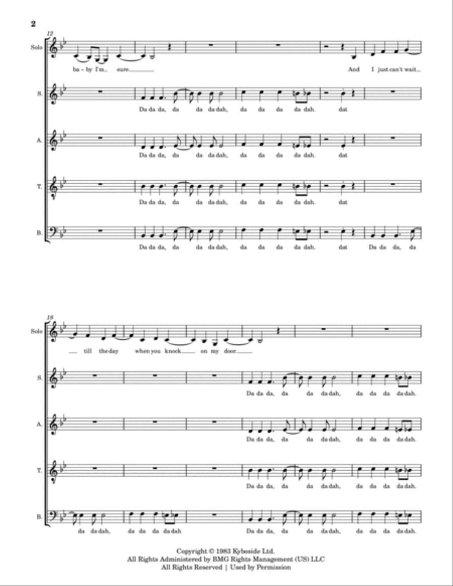 Walking On Sunshine 4-Part scores gallery preview page 2