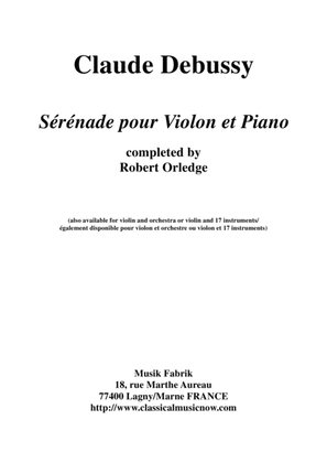 Book cover for Claude Debussy: Sérénade for violin and piano