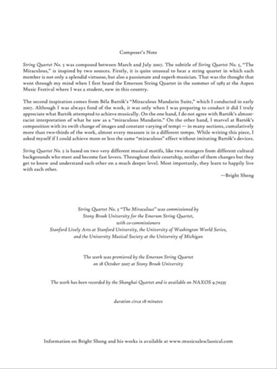 String Quartet No. 5 The Miraculous String Quartet scores gallery preview page 3