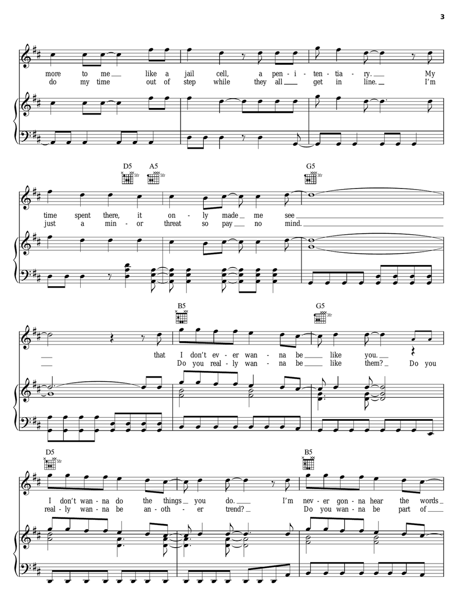 The Anthem Piano, Vocal, Guitar scores gallery preview page 3