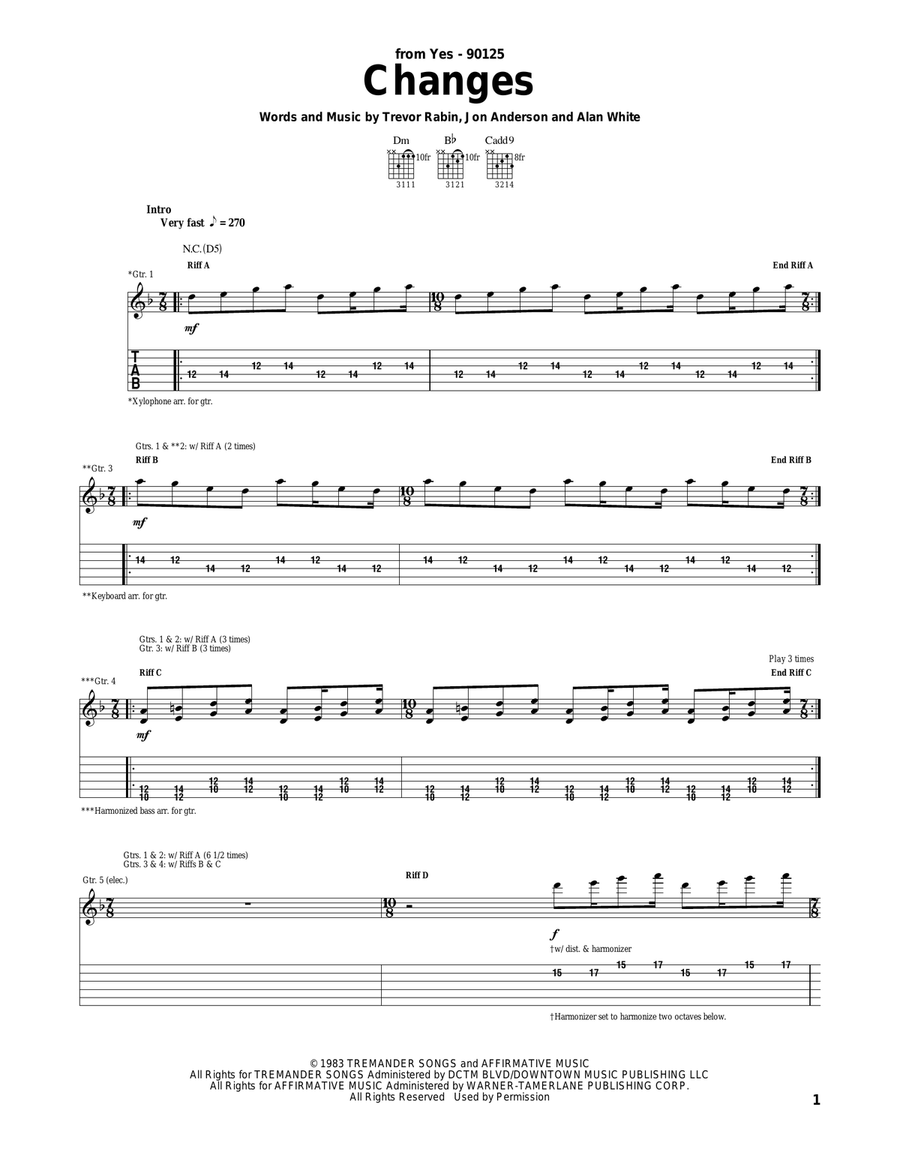 Changes Acoustic Guitar scores gallery preview page 1
