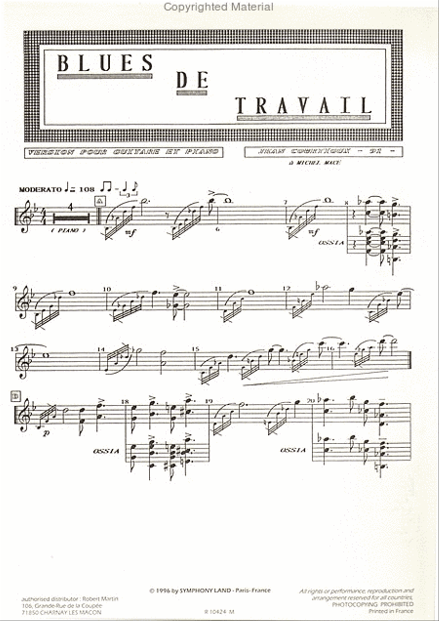 Blues de travail (version 2) (guitare et piano) Electric Guitar scores gallery preview page 2