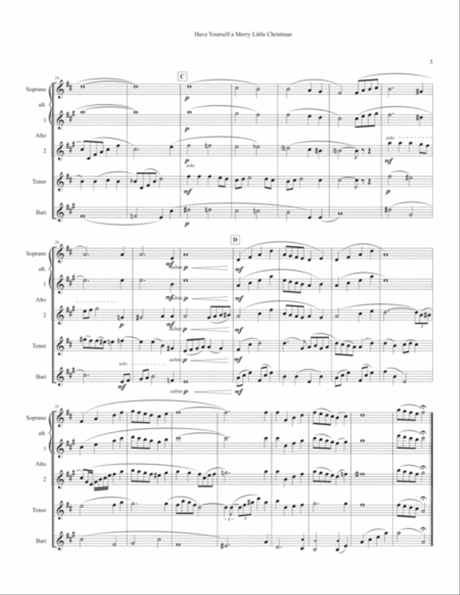 Have Yourself A Merry Little Christmas from MEET ME IN ST. LOUIS Saxophone Quartet scores gallery preview page 3