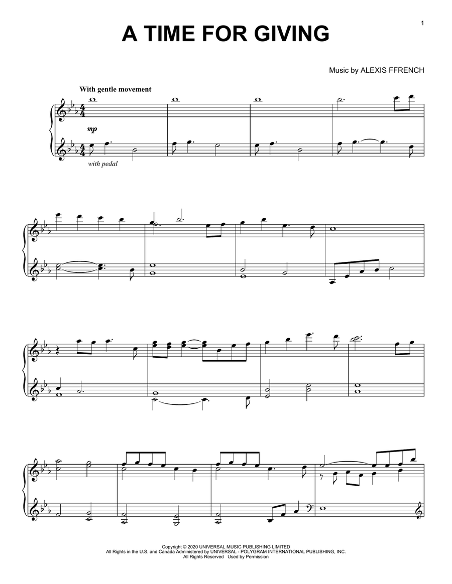 A Time For Giving A Time For Giving Piano Solo scores gallery preview page 1