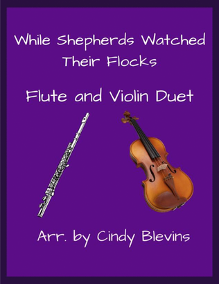 Book cover for While Shepherds Watched Their Flocks, for Flute and Violin