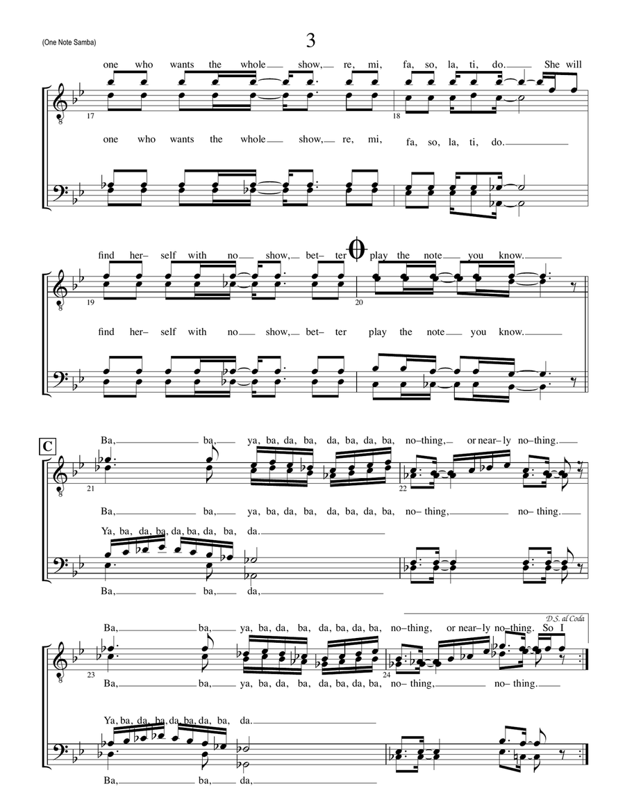 One Note Samba (samba De Uma Nota So) TTBB scores gallery preview page 3