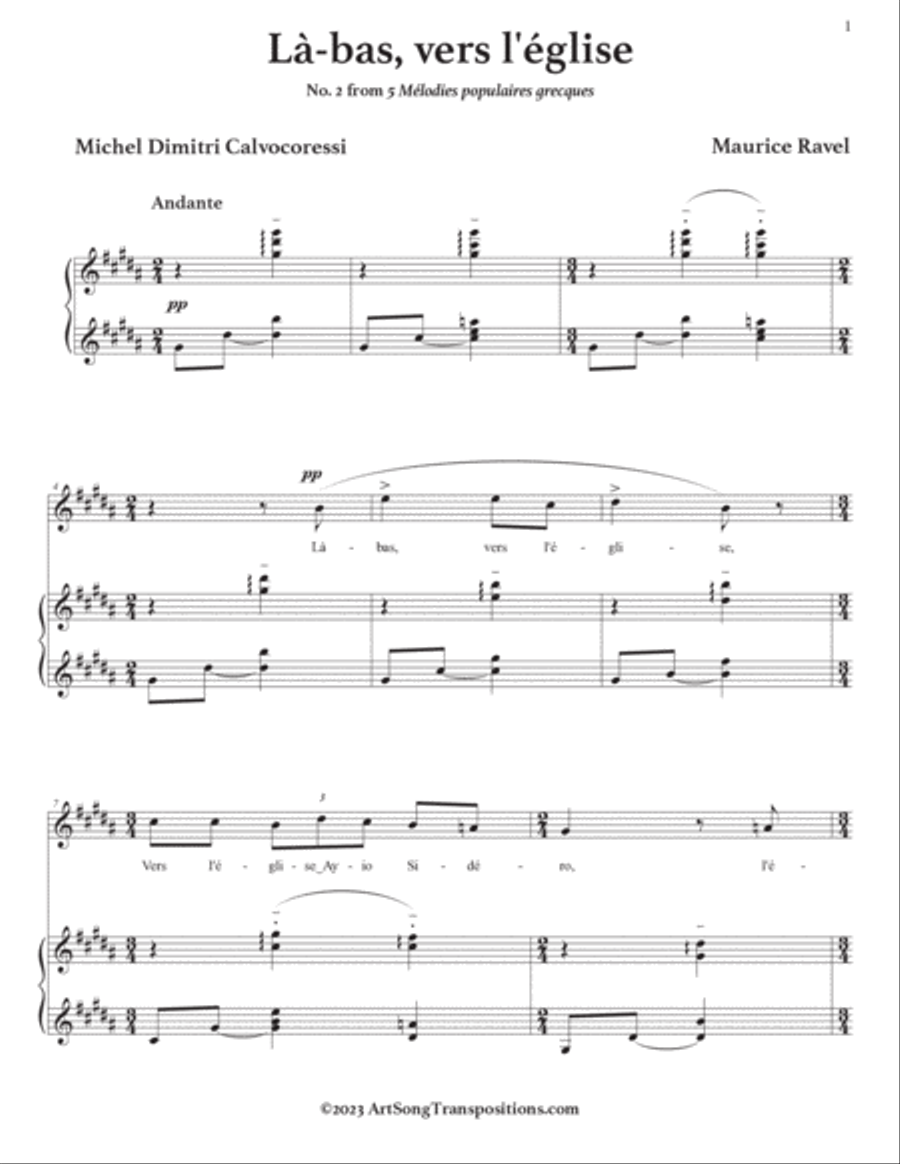RAVEL: Là-bas, vers l’église (transposed to G-sharp minor) Voice scores gallery preview page 2