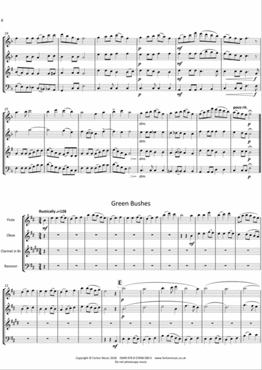 Five More Traditional FolkSongs Woodwind Quartet scores gallery preview page 4