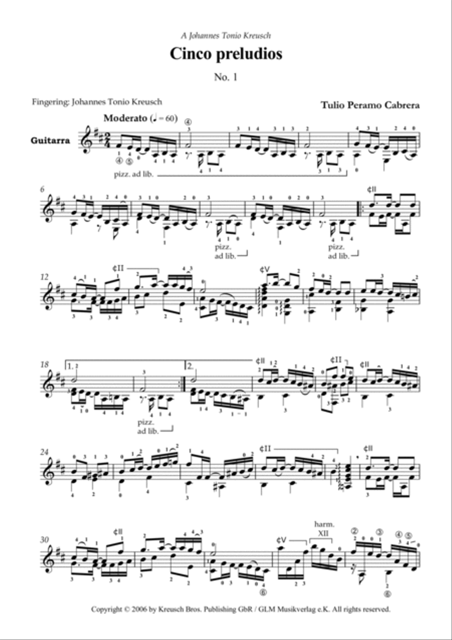 Cinco preludios Cinco preludios Guitar Solo scores gallery preview page 2