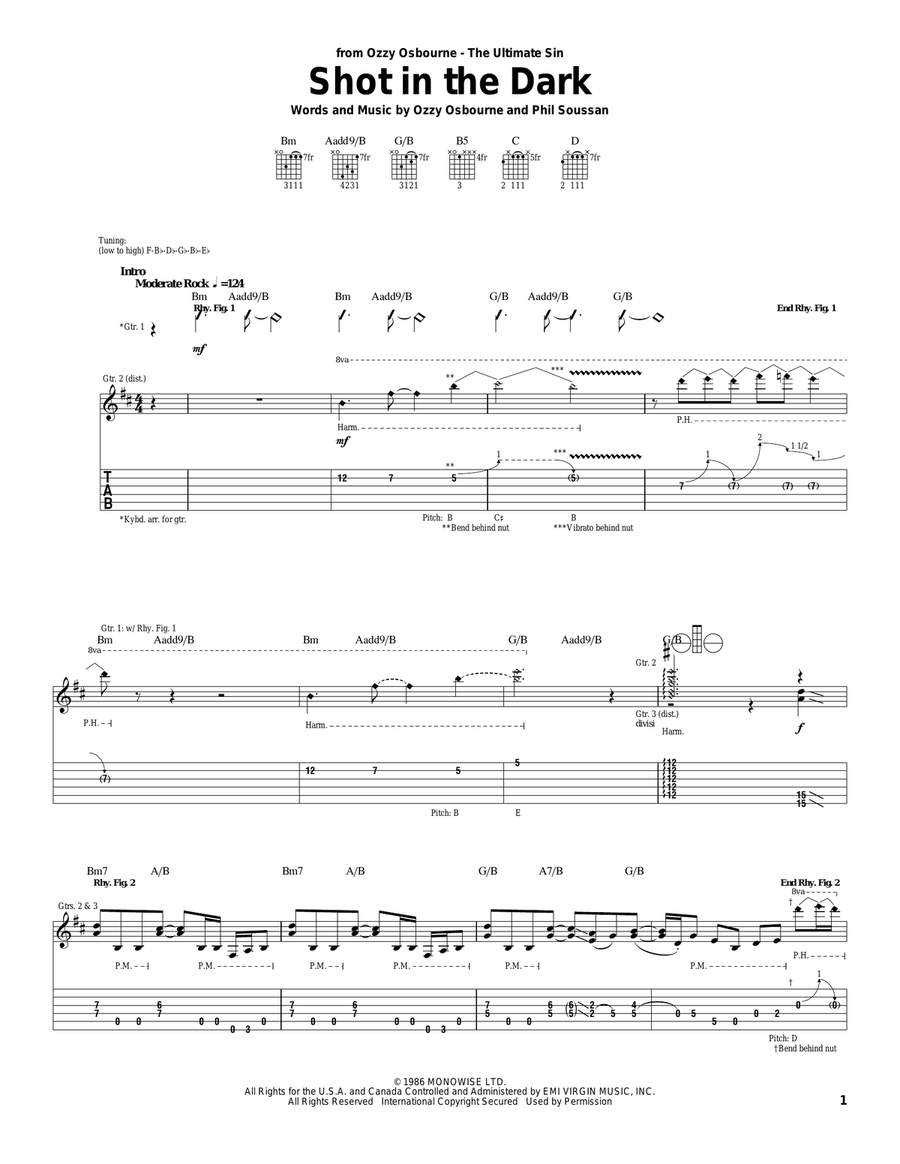 Shot In The Dark Electric Guitar scores gallery preview page 1