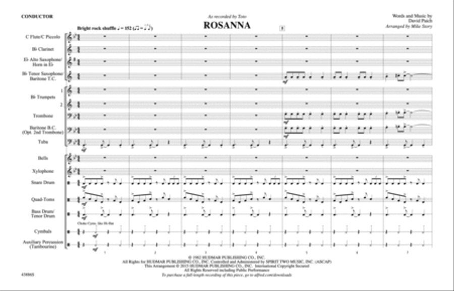 Rosanna: Score by Toto Marching Band - Digital Sheet Music
