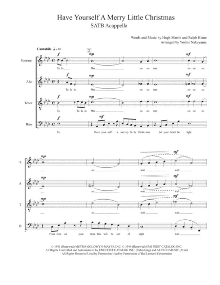 Have Yourself A Merry Little Christmas from MEET ME IN ST. LOUIS 4-Part scores gallery preview page 1