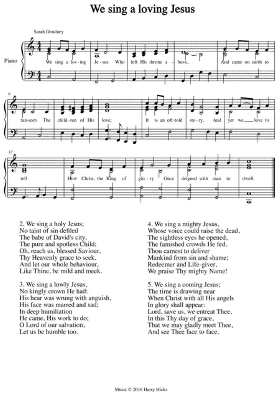 We sing a loving Jesus. A new tune to a wonderful old hymn. Choir scores gallery preview page 1