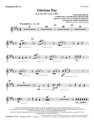 Glorious Day (Living He Loved Me) (arr. Mary McDonald) - Bb Trumpet 2,3