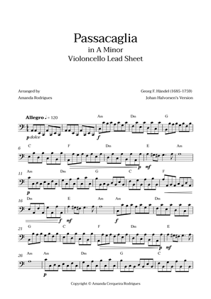 Passacaglia - Easy Cello Lead Sheet in Am Minor (Johan Halvorsen's Version)