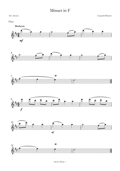 Leopold Mozart Minuet In F Sheet Music For Flute Duet image number null