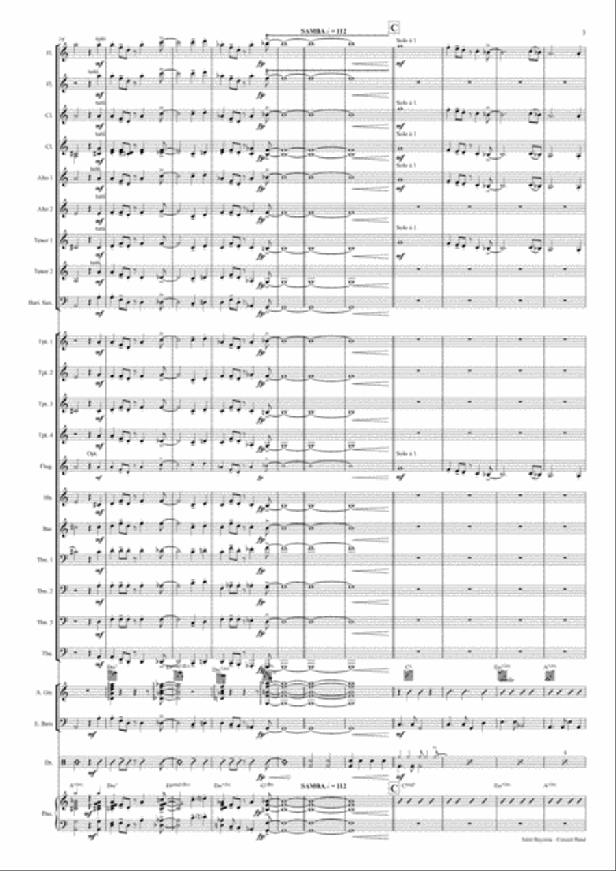Salut Bayonne - Samba for Concert band - w. Trp./Bugle Solo Concert Band scores gallery preview page 3